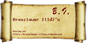 Breszlauer Illés névjegykártya